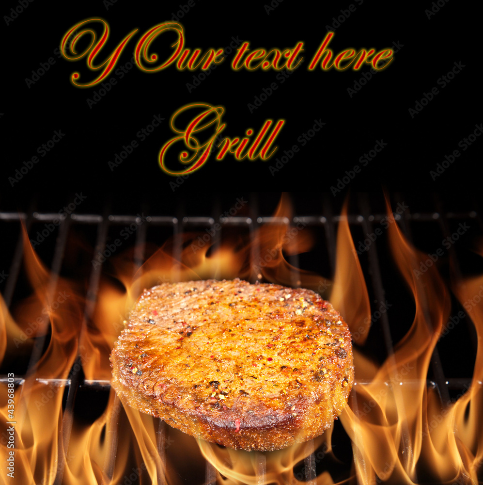 Delicious beef steak on grill