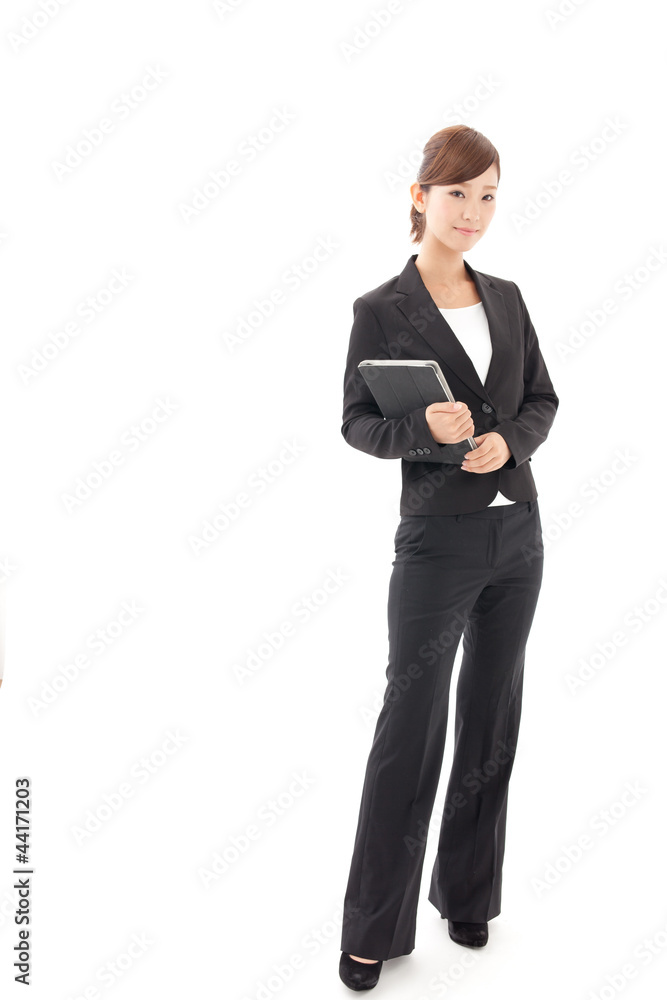 a young businesswoman on white background