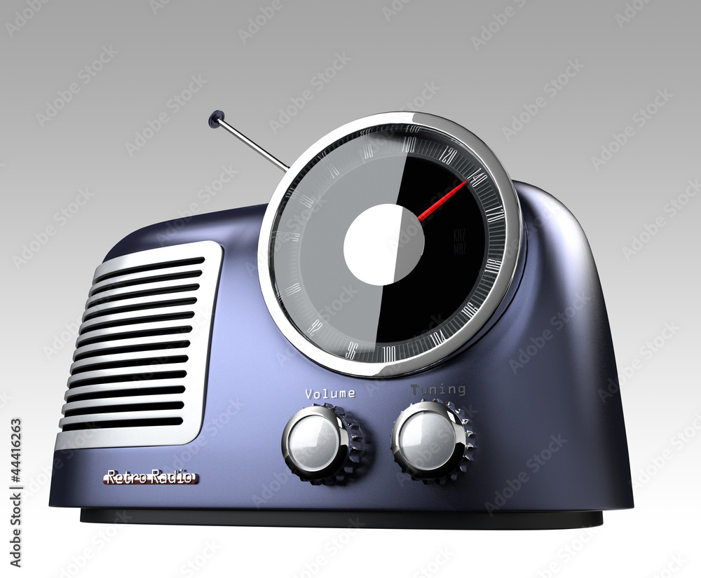 蓝色金属复古收音机