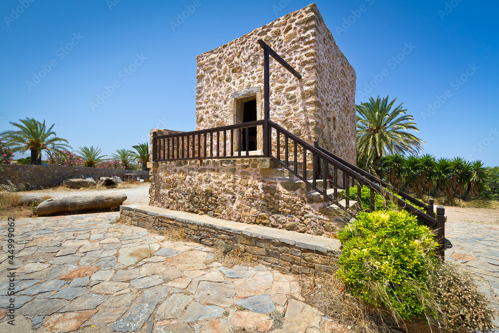 Small Greek house in the village of Lasithi Plateau, Crete