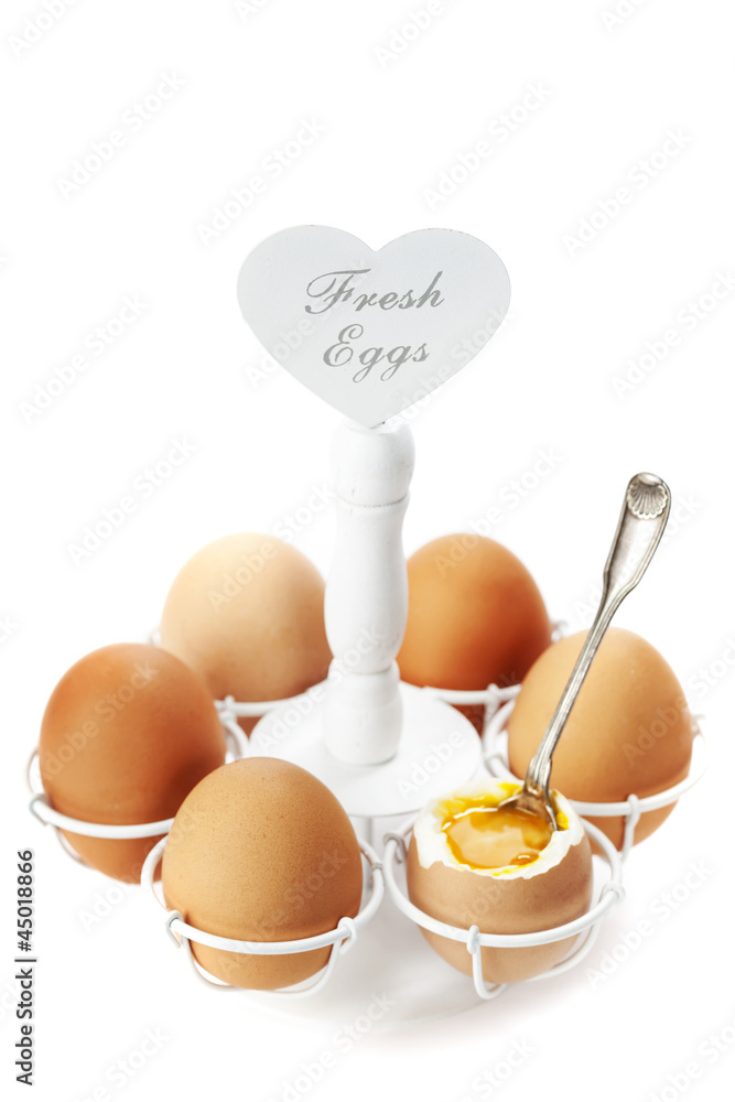 Brown soft boiled eggs