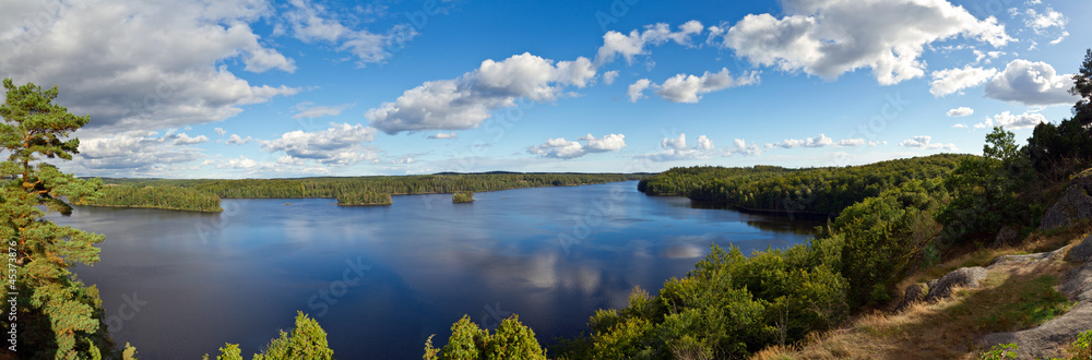 瑞典夏季湖泊全景