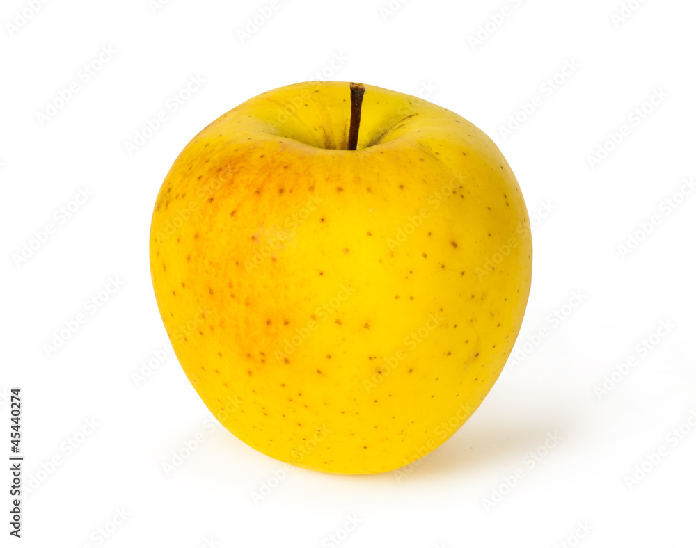 黄色苹果在白色背景下隔离
