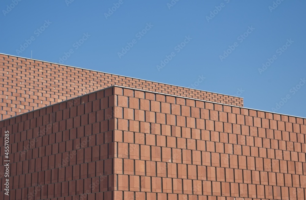 现代极简主义建筑，砖墙