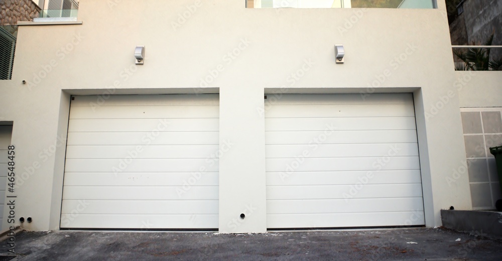Garage doors at a modern building
