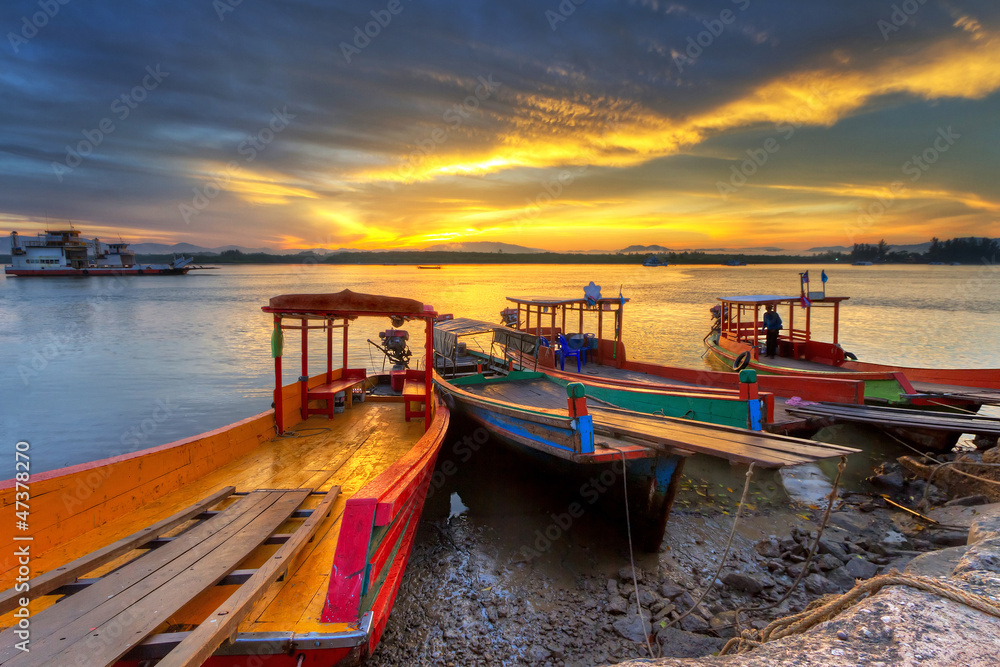 Sunrise at the river in Koh Kho Khao, Thailand
