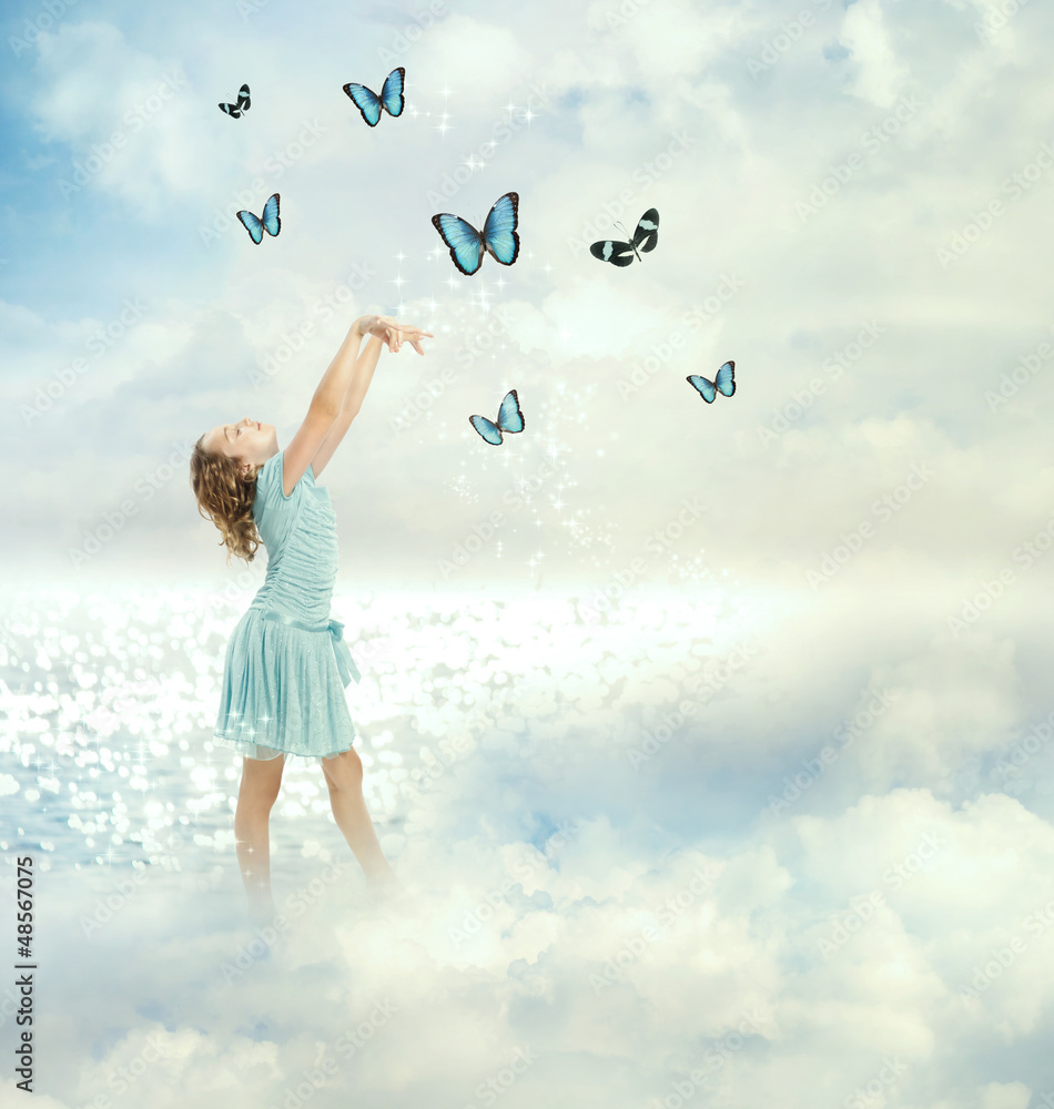 Little Girl with Butterflies