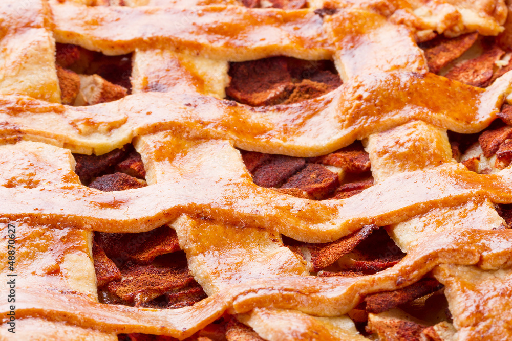 Apple and cinnamon tart close up