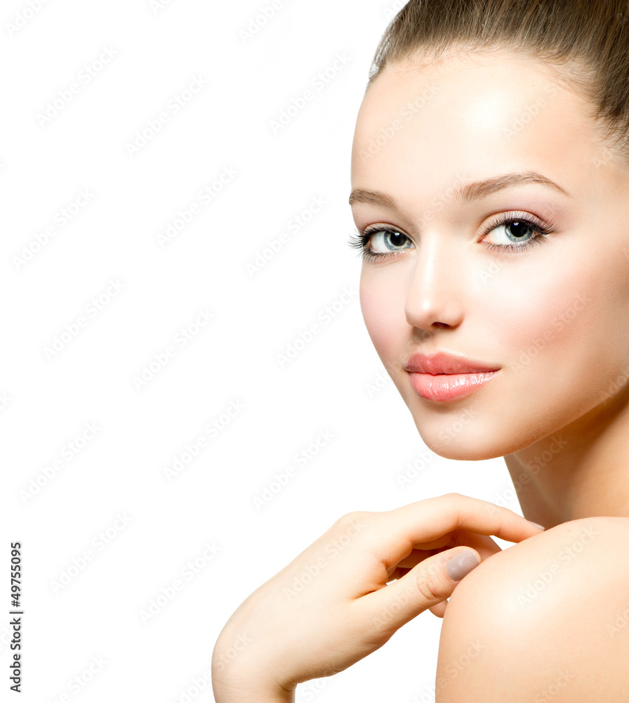 Beauty Teenage Girl Portrait isolated on a White Background