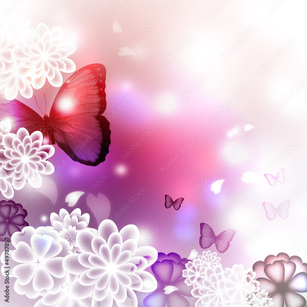 花朵和蝴蝶插图