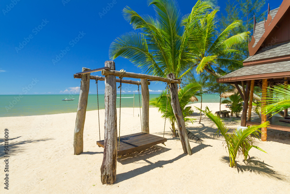 泰国美丽的热带海滩，有椰子树