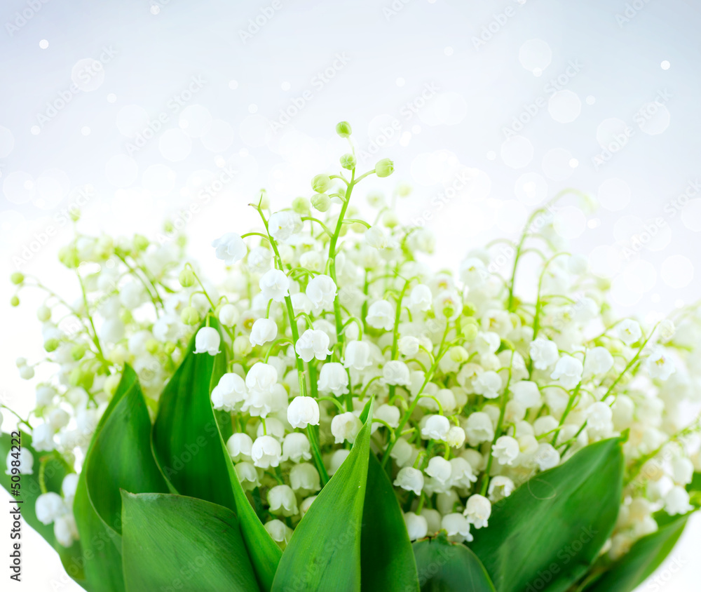 山谷百合花设计。白色春花束