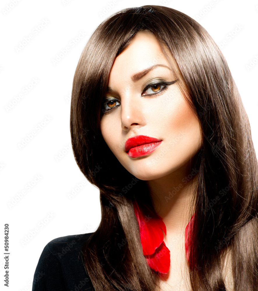 Fashion Woman Portrait. Stylish Model. Beauty Makeup