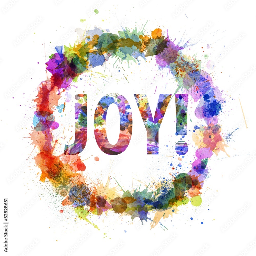 Joy concept, watercolor splashes as a sign