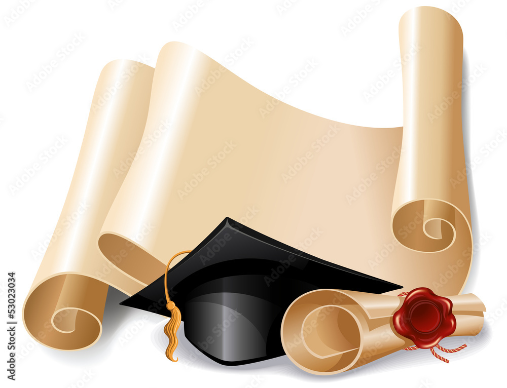毕业帽和文凭