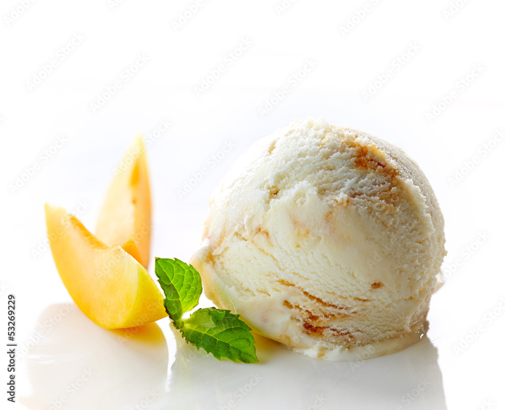 一勺白底冰淇淋