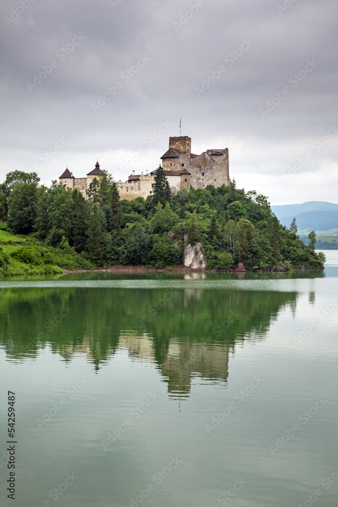 波兰Czorsztyn湖的中世纪涅日察城堡