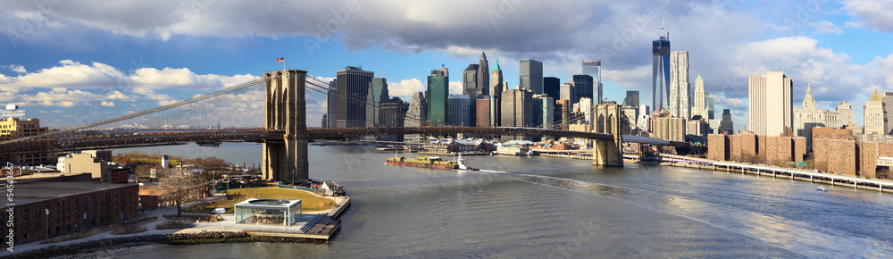 纽约市布鲁克林大桥曼哈顿全景图