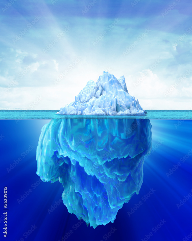 Iceberg solitary in the sea.