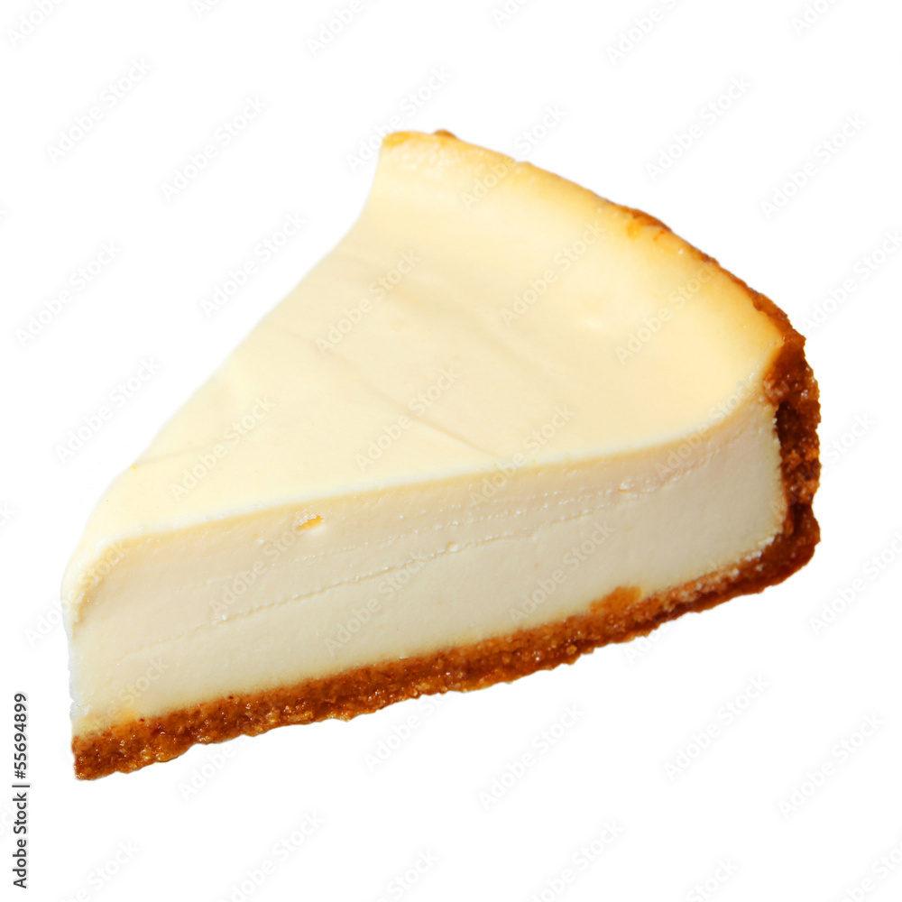 奶酪蛋糕在白色背景上隔离