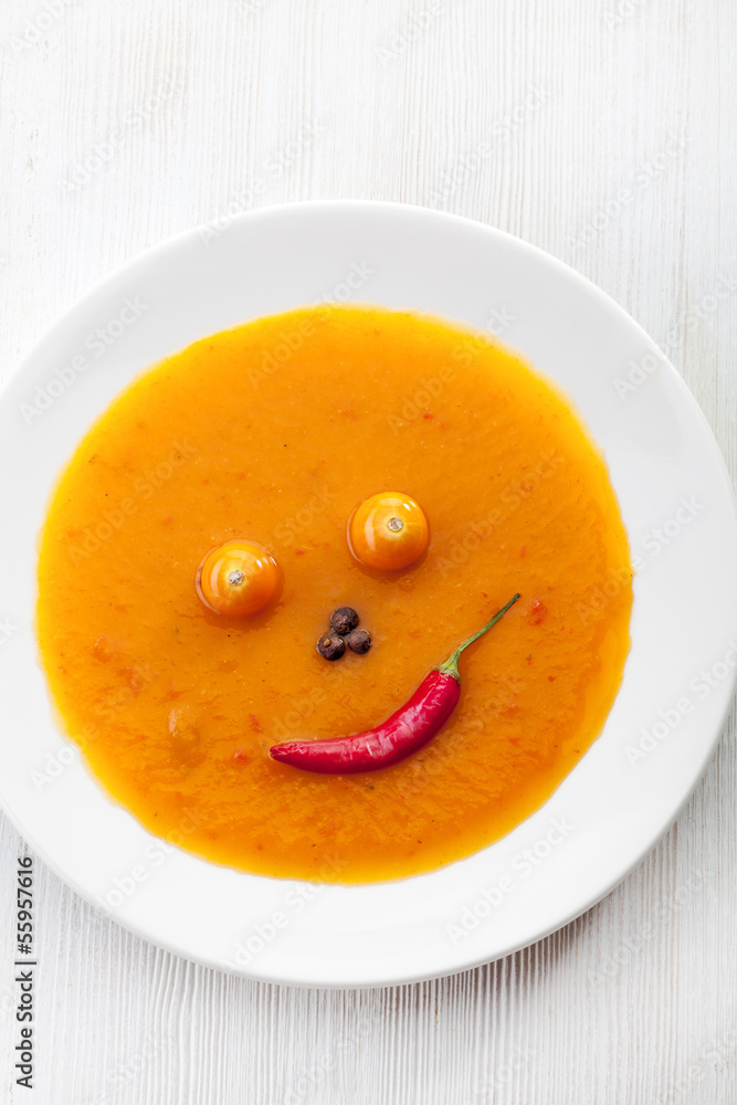 smiling face made ​​of vegetables
