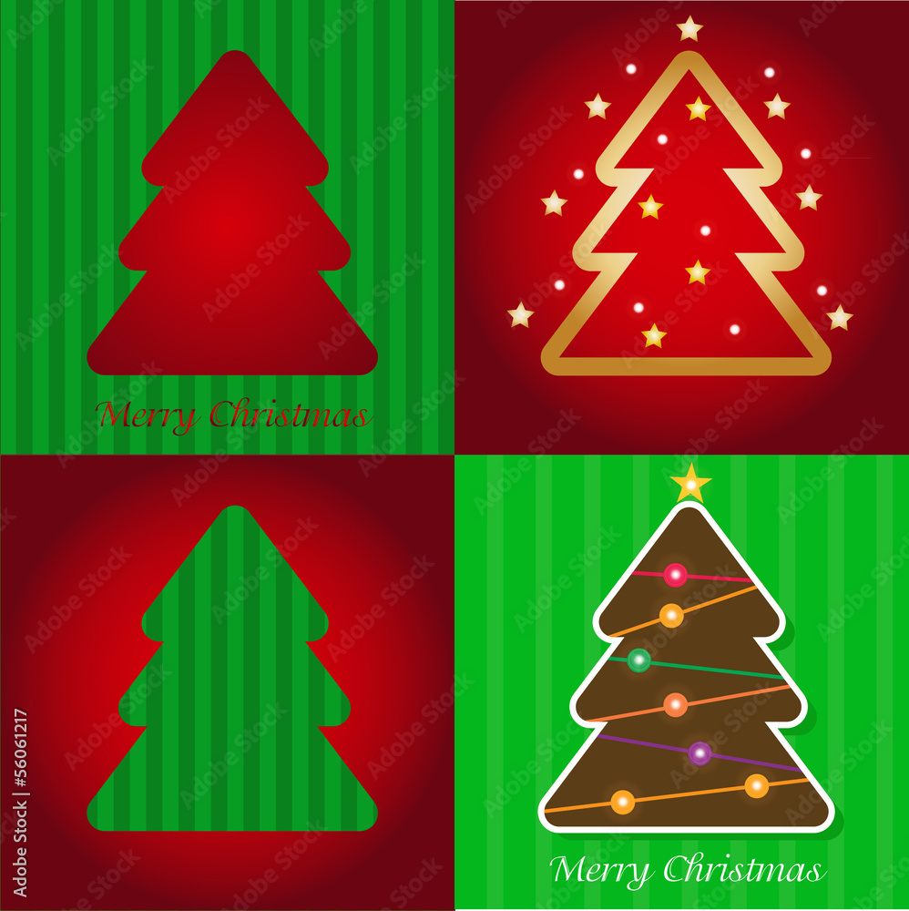 彩色插图与圣诞树。矢量。