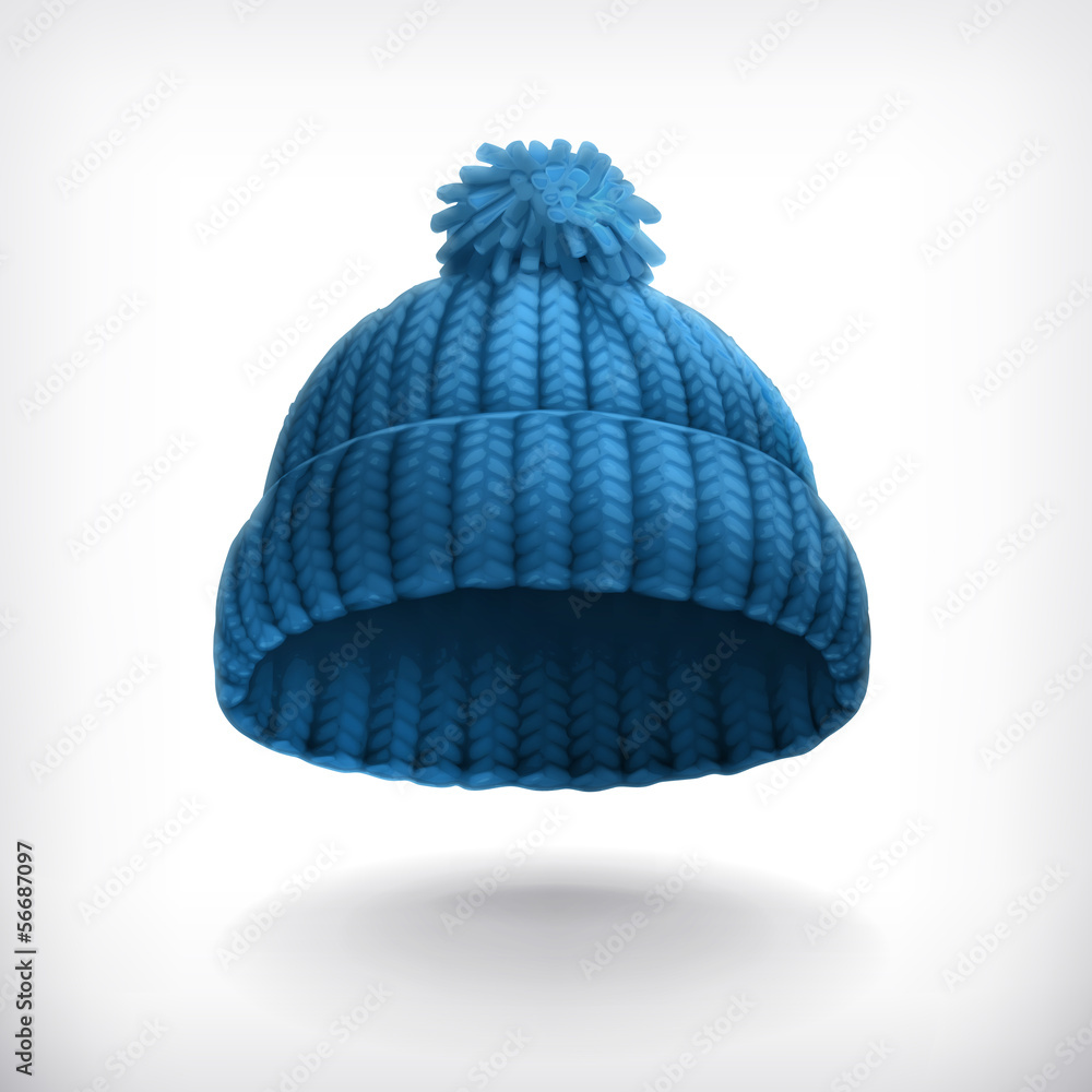 针织蓝色帽子，插图