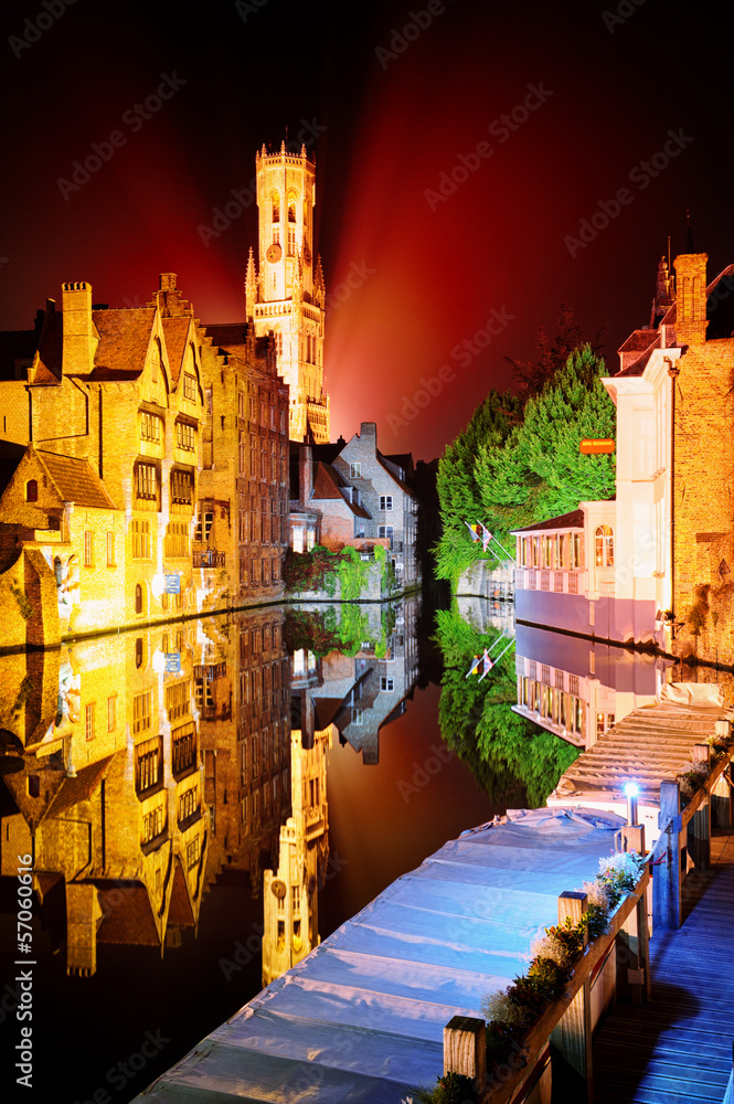 Night view of Bruges, Belgium