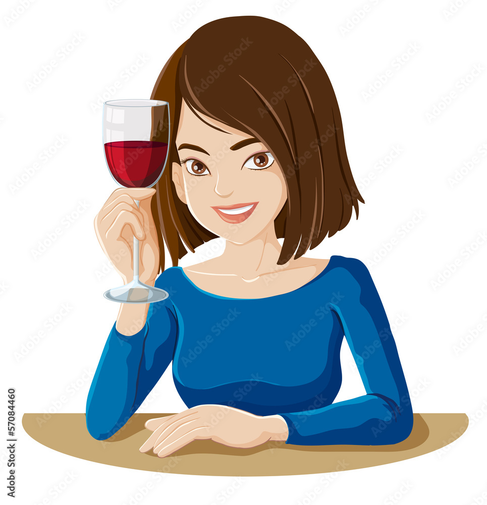 一位女士拿着一杯红酒