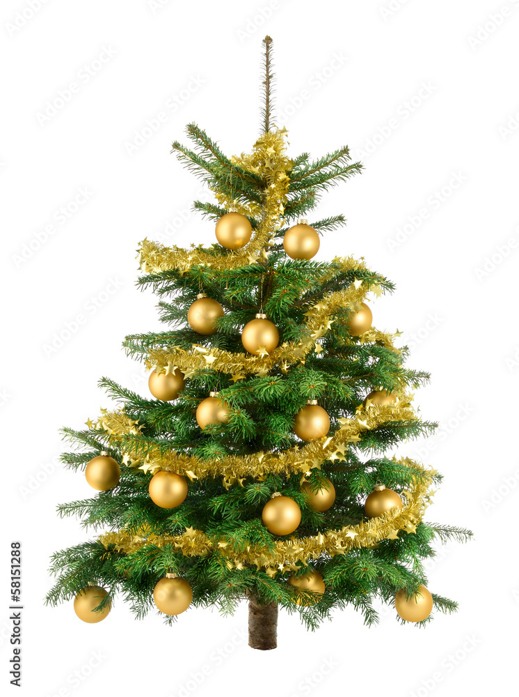 Pfiffiger Weihnachtsbaum mit goldenen Kugeln