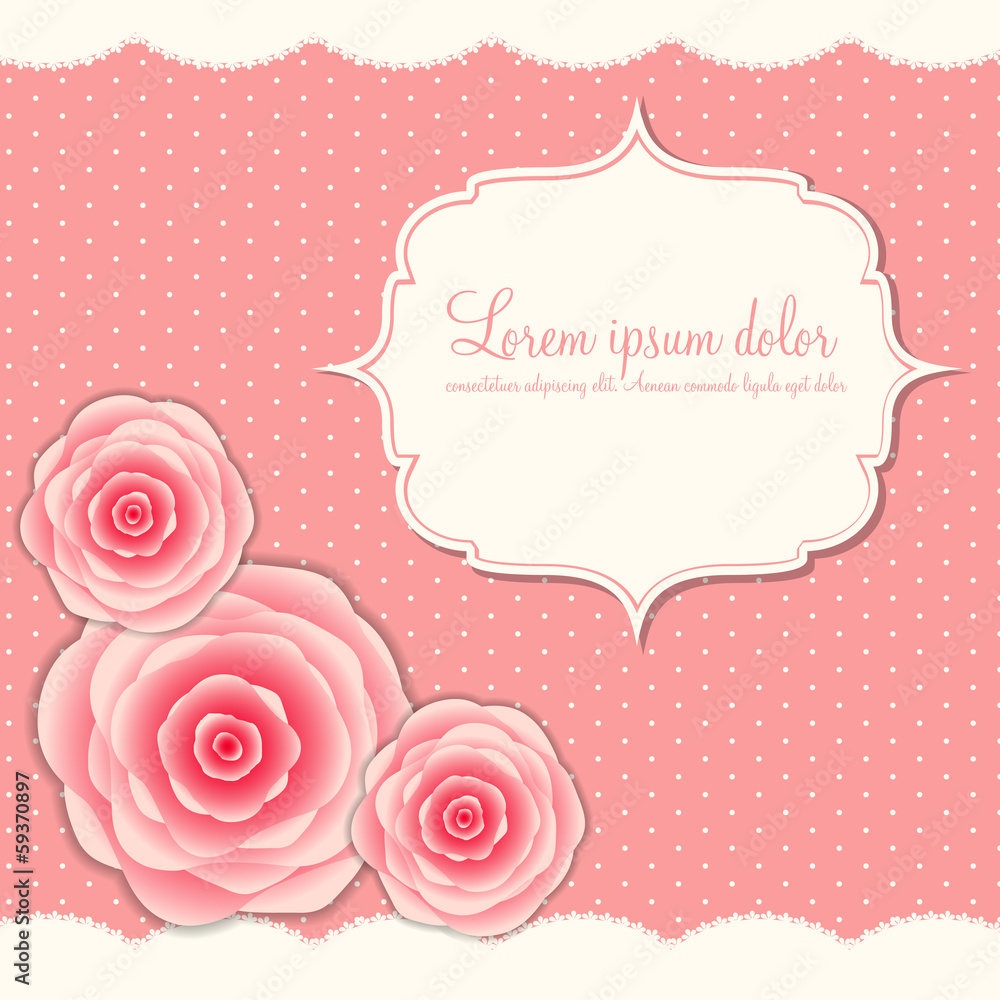 情人节玫瑰花卡片，矢量插图