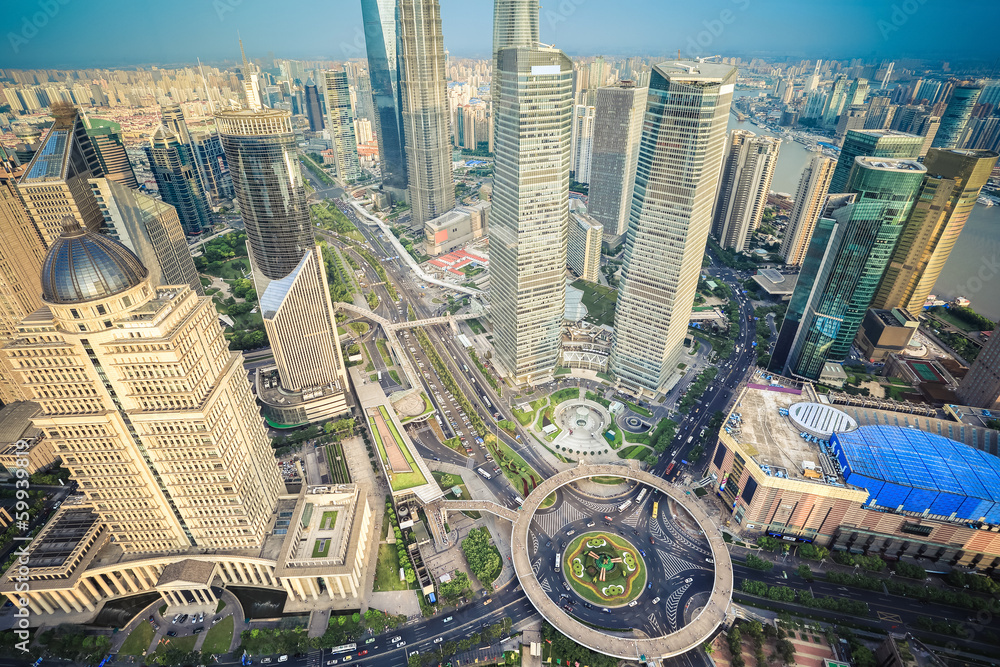 a bird eye view of shanghai midtown