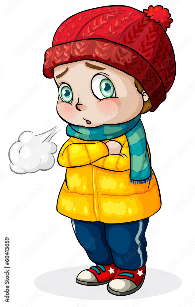 一个高加索婴儿感到寒冷