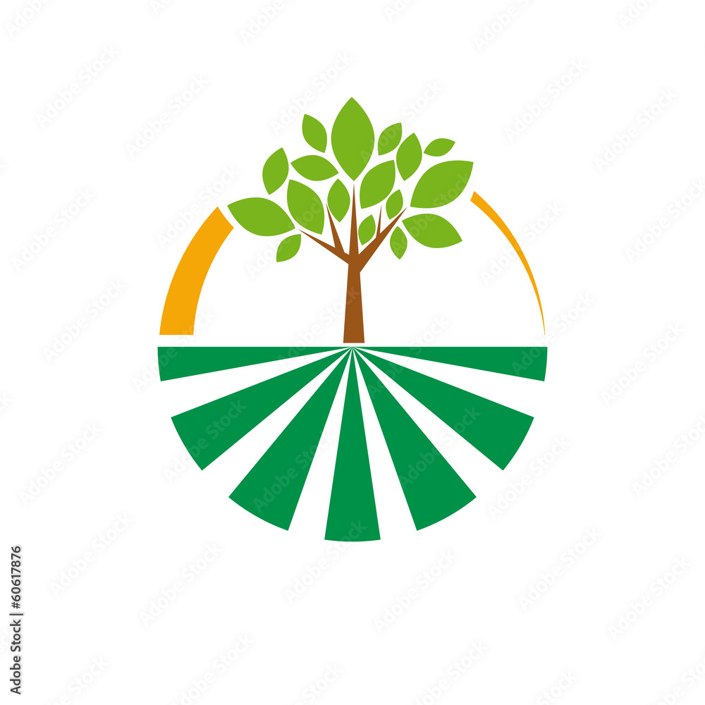 Vector Logo有机农业，蔬菜水果商