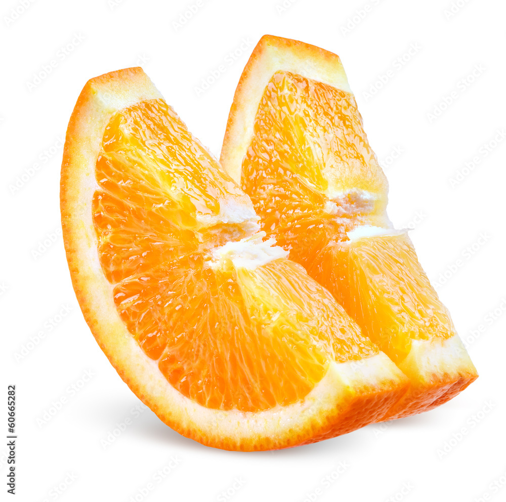 橙色切片。白色水果