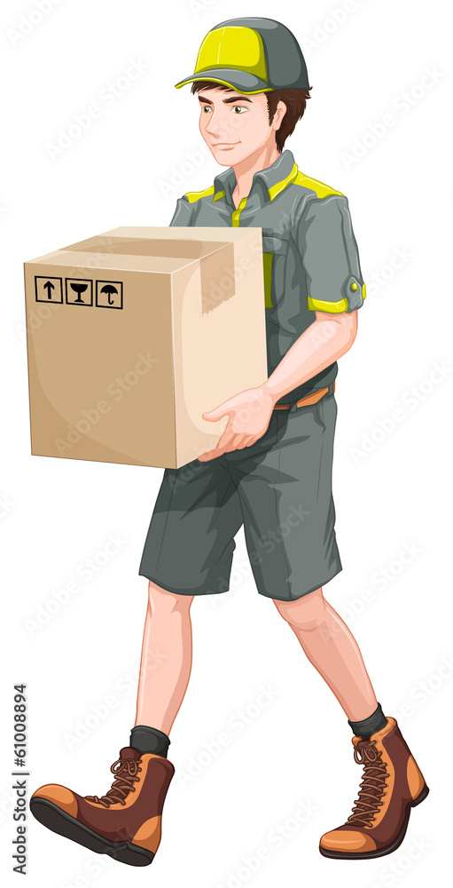 一个带着大箱子的送货员