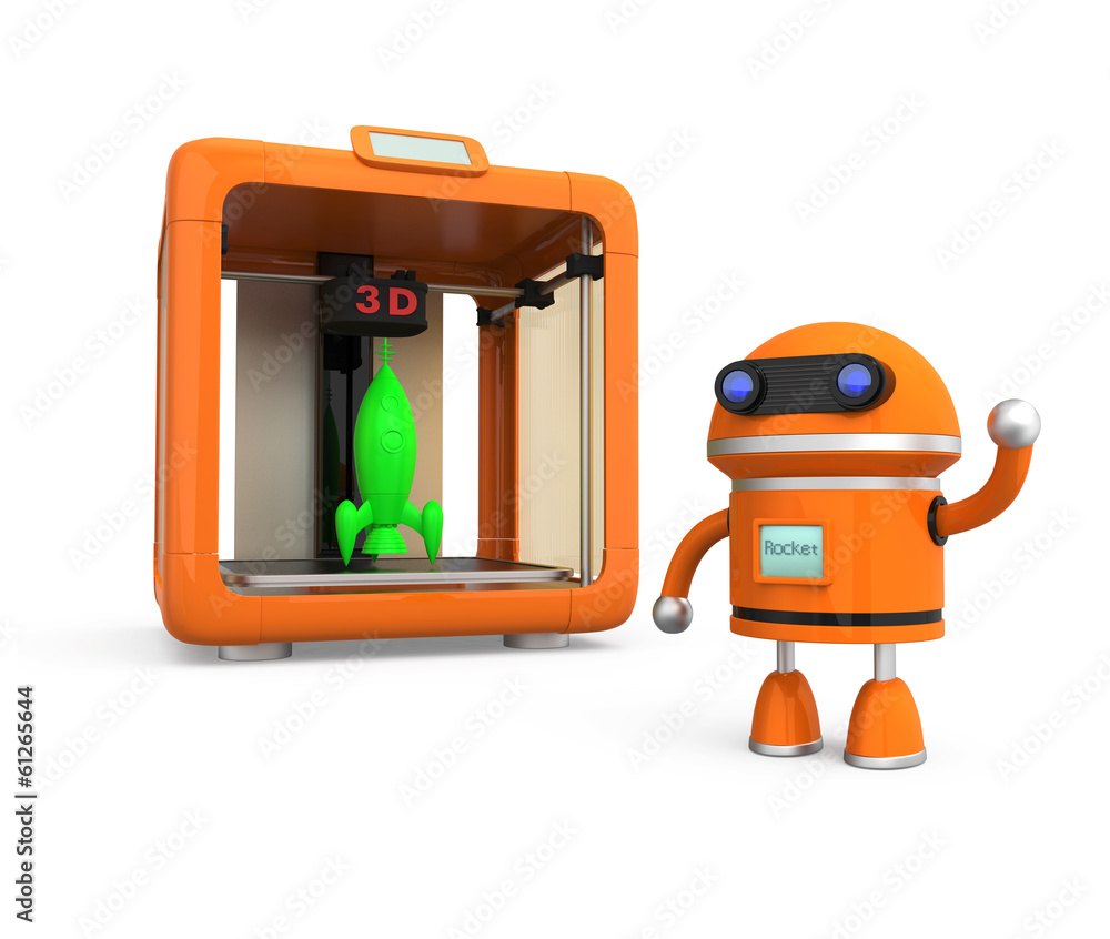 带火箭的个人3D打印机，机器人模型