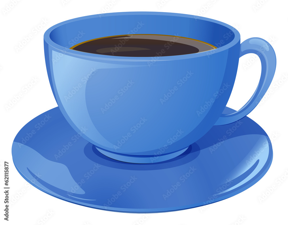一个蓝色的咖啡杯