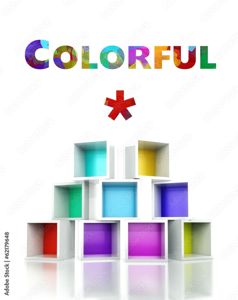 彩色设计配3d创意插画