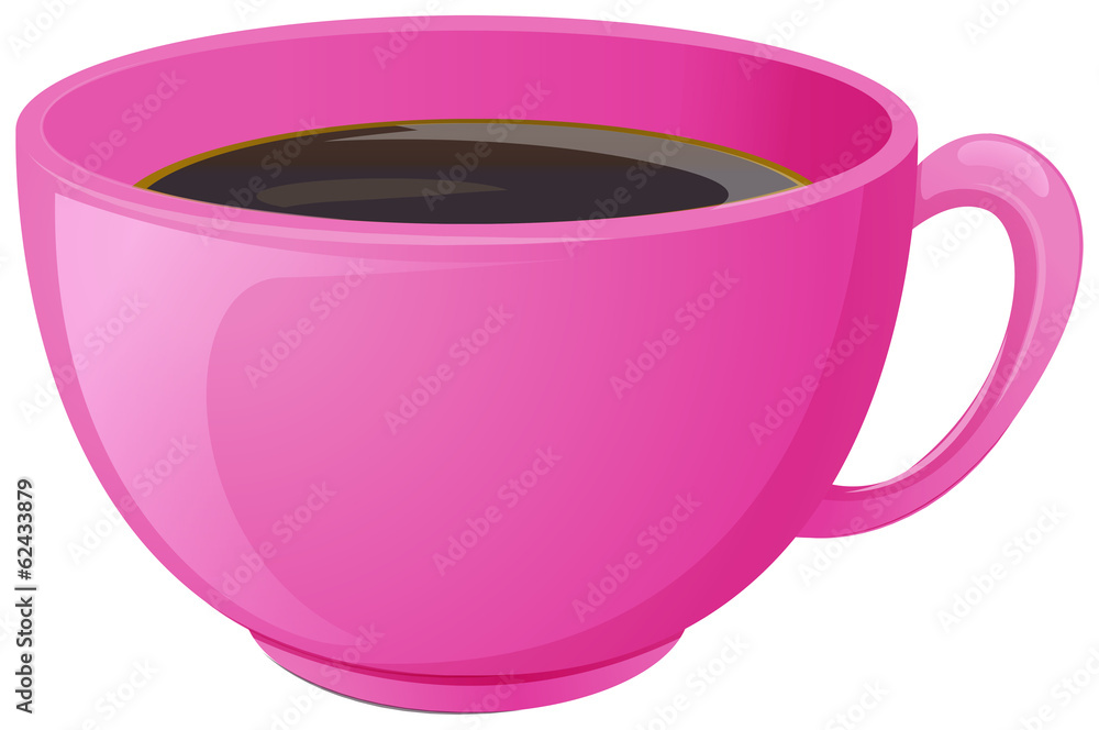 一个粉红色的咖啡杯