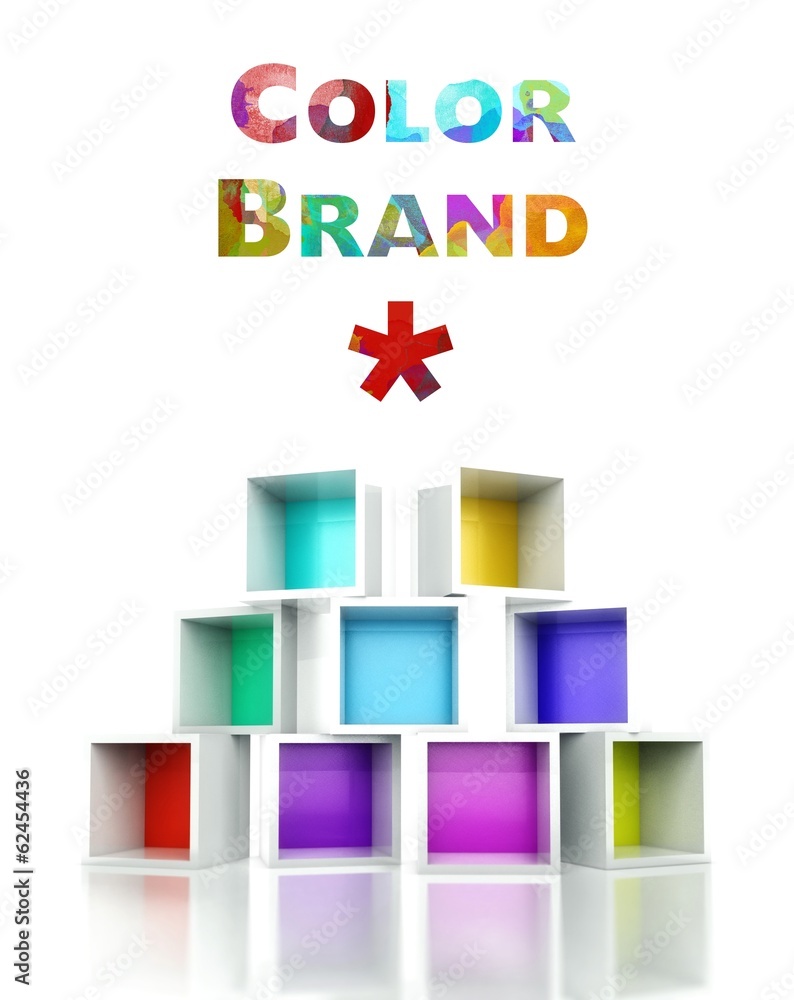 彩色品牌，彩色3d设计插图