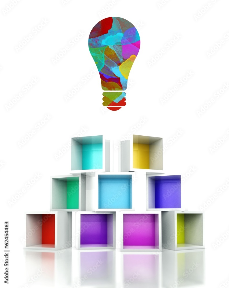 Creative light bulb symbol, colorful 3d design