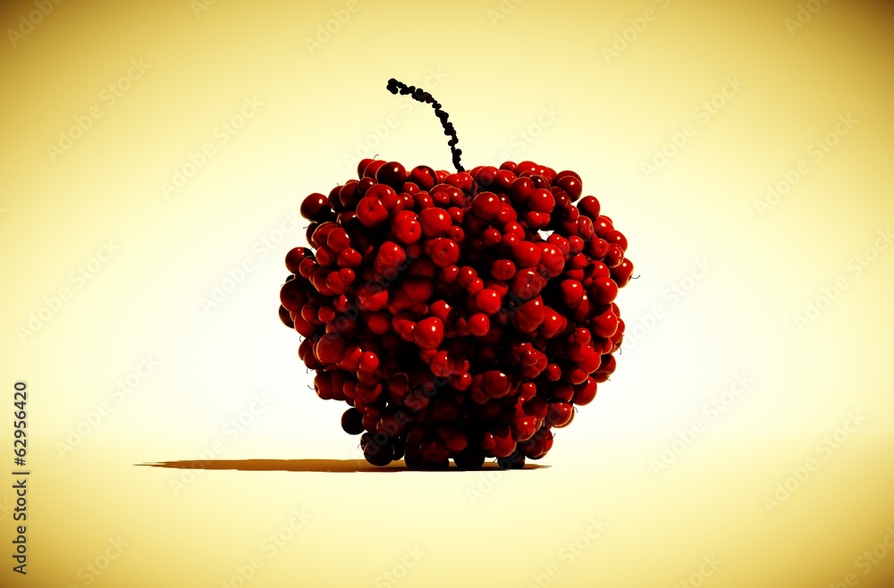 许多苹果形状的红苹果的照片逼真的3d图像