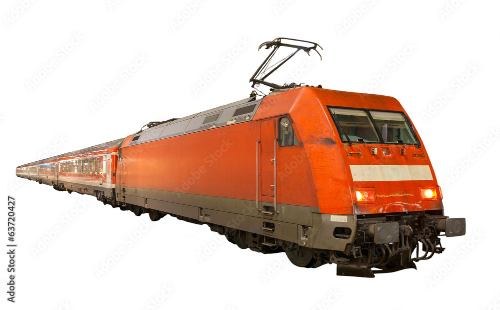 德国列车被隔离在白色背景下