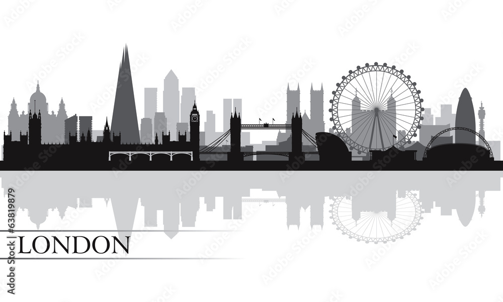 伦敦城市天际线剪影背景