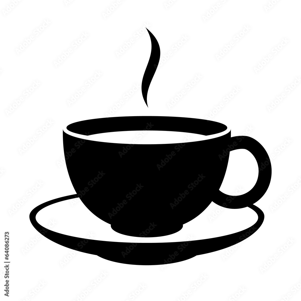 简单的咖啡或茶杯图标。黑色马克杯。
