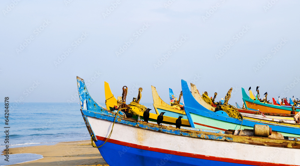 Colourful Fishing Boats, Kerala, India