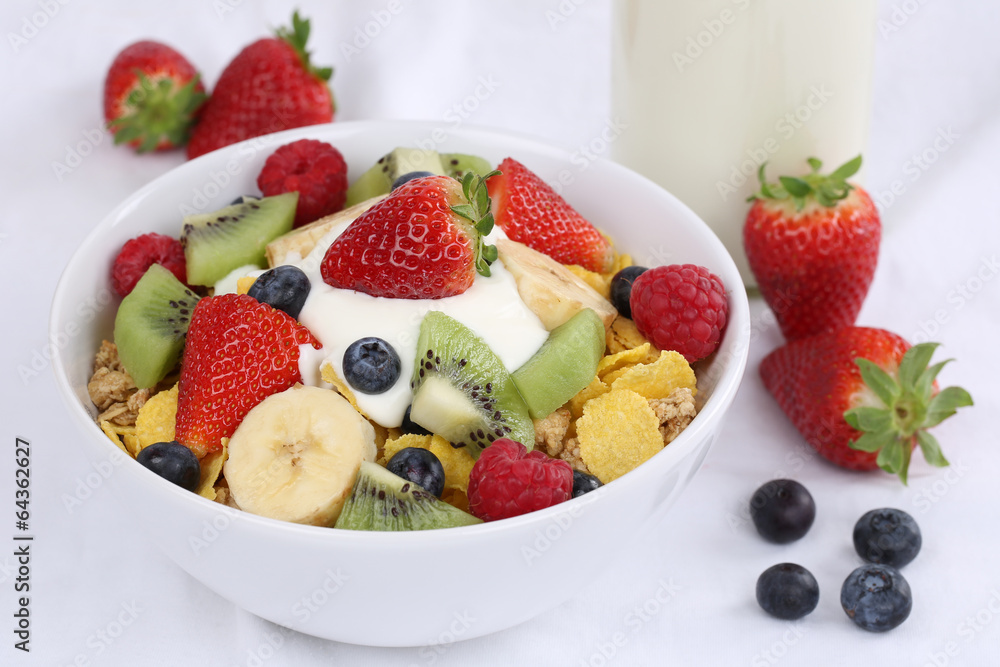 Früchte Müsli mit Joghurt zum Frühstück