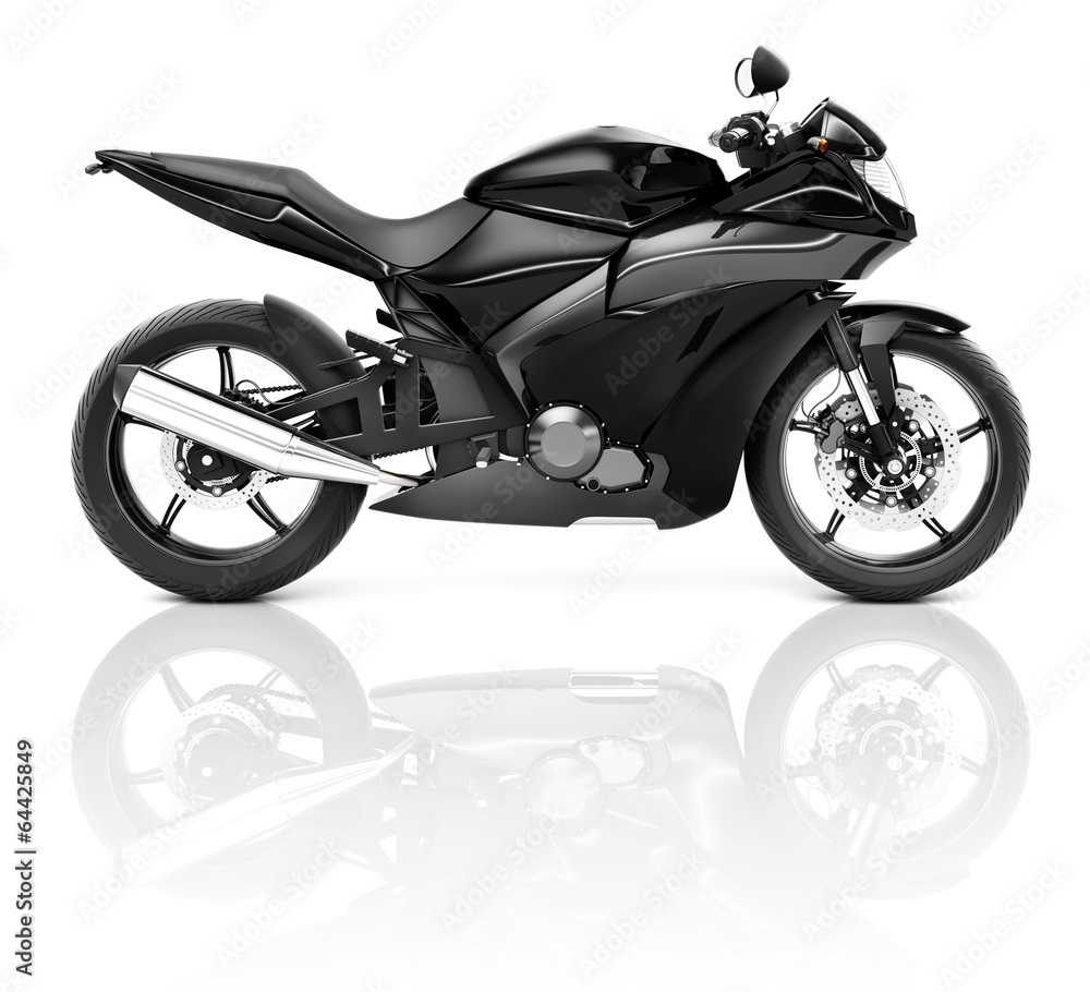 3D Black Sport Motorcycle