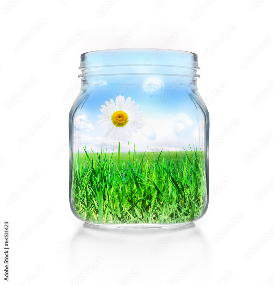 Einmachglas mit Landschaft